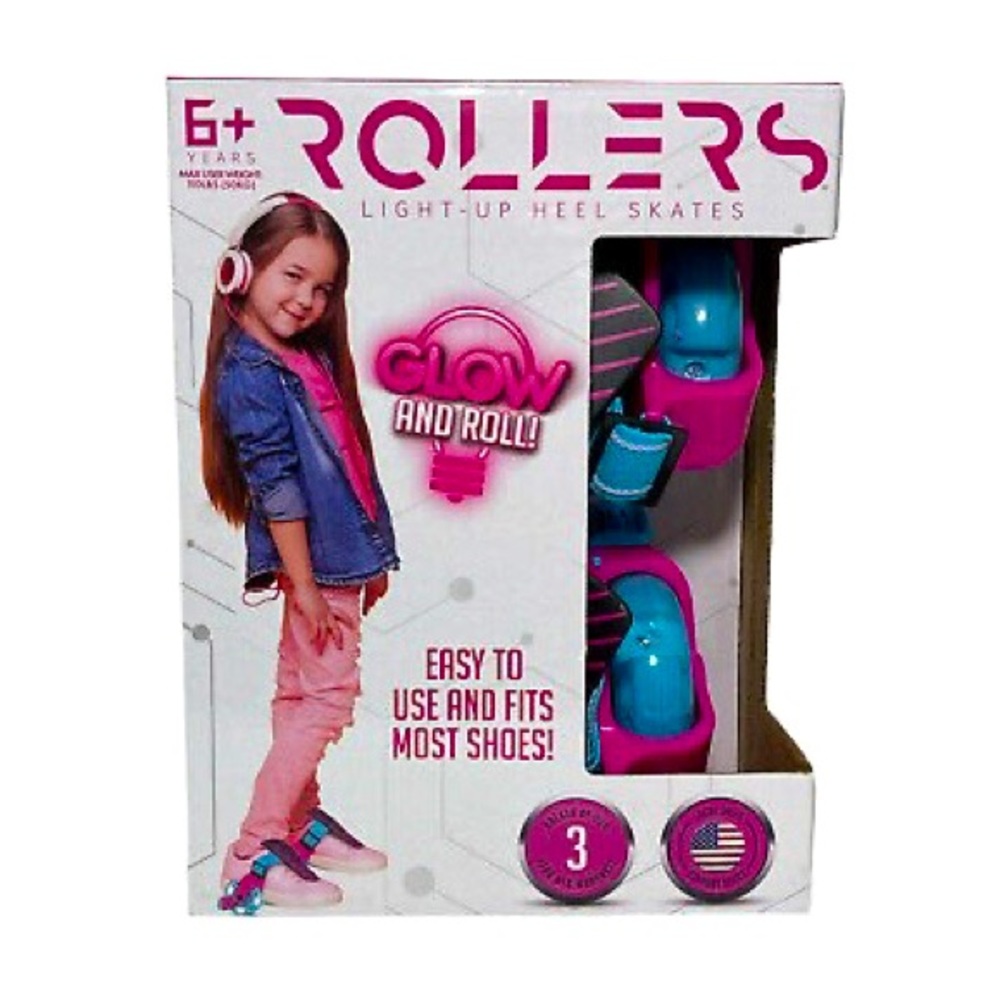 Madd Gear Rollers Light Up Heel Roller Skates No Batteries Needed Pink /Teal NEW